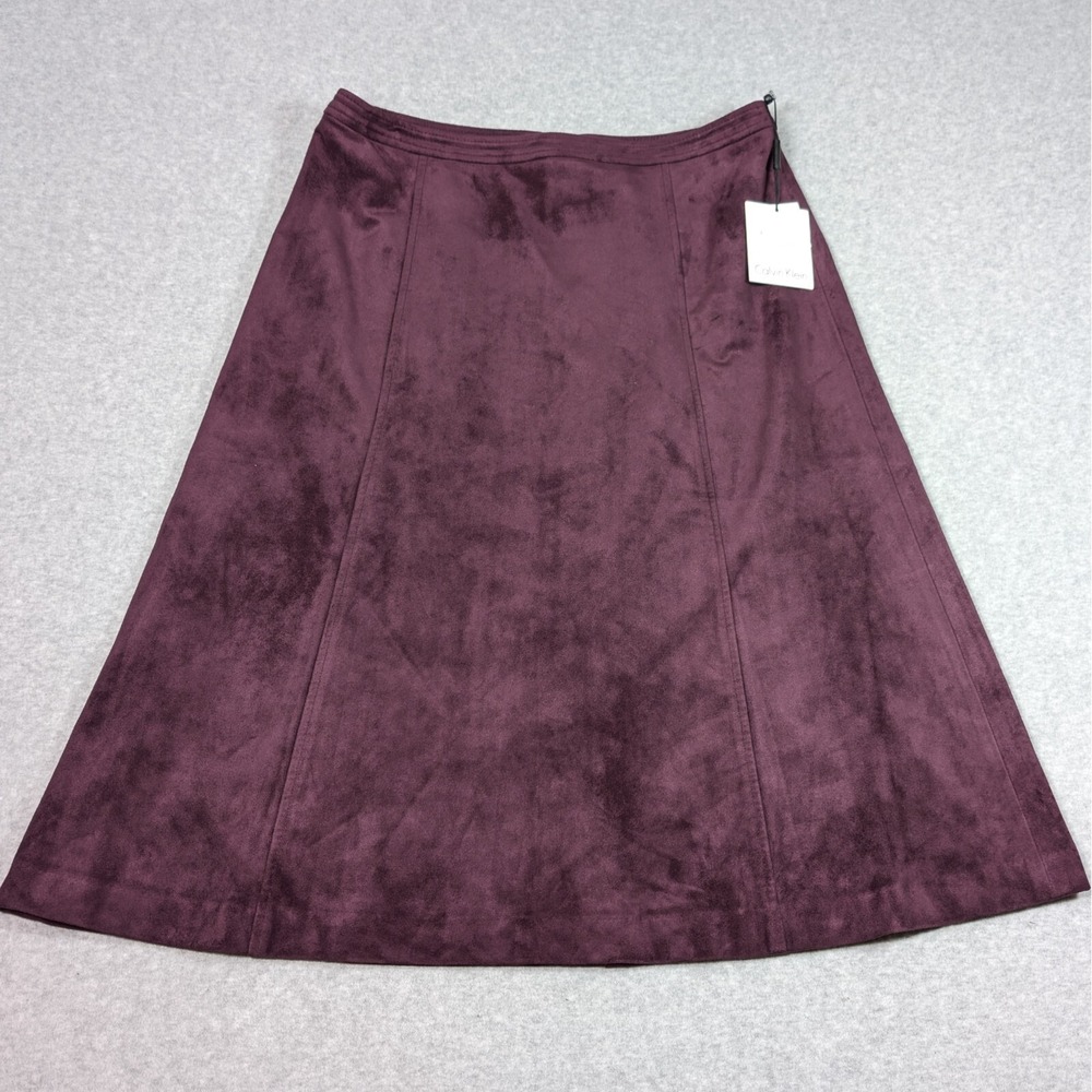 Calvin Klein Suits Faux Suede Skirt Women's Size 10 Purple A Line NEW